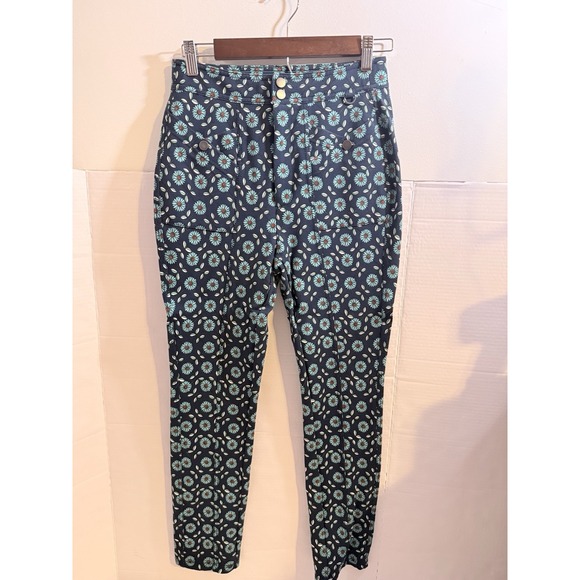Anthropologie Pants - Anthropologie Maeve Slim Ponte Pants Sz 4 Stretch Flower Mod Print Thick Knit